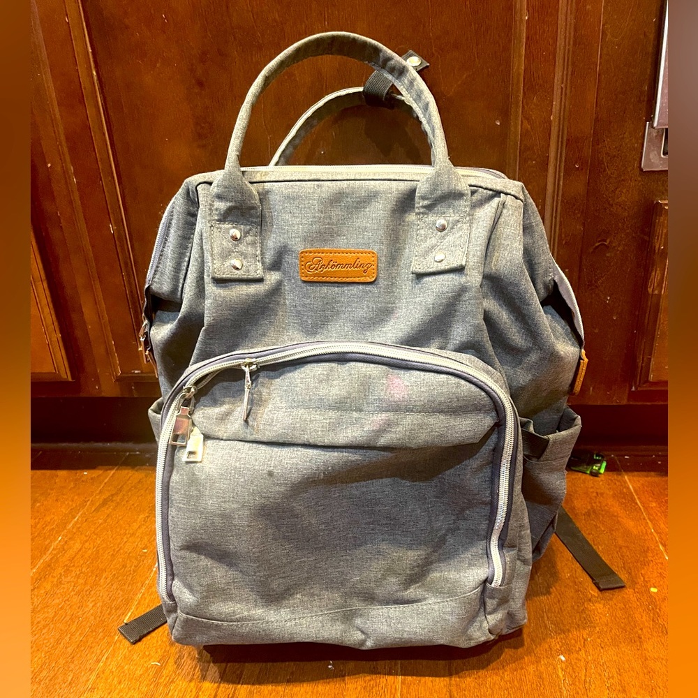 Gray Diaper Baby Bag Backpack Multi-functional